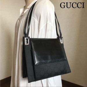 ❌SOLD❌Gucci Gg Black Patent Leather Nylon 1998 Runway Collection Vintage Bag.